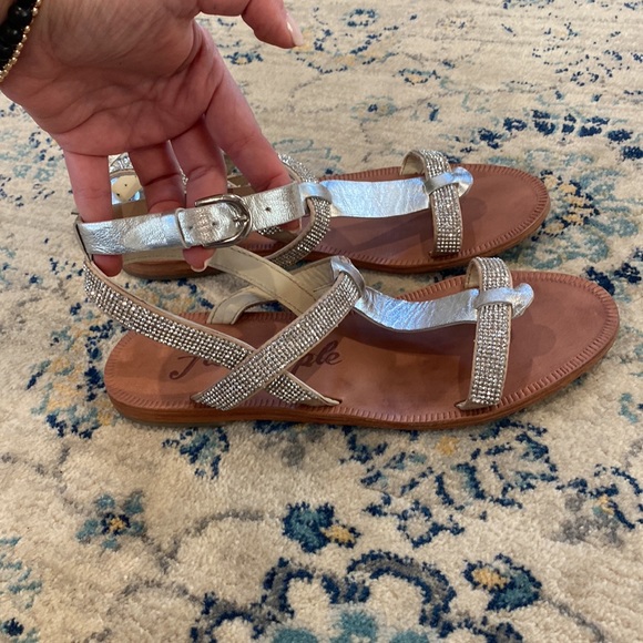 Free People Silver Grecian sandals with leather and rhinestones - Picture 2 of 7